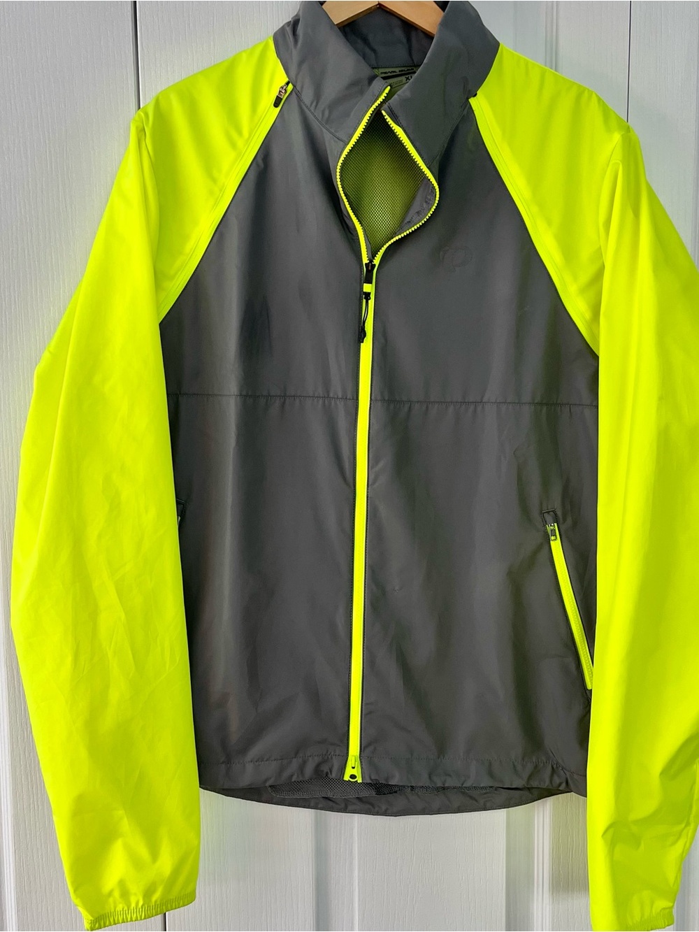 Pearl Izumi Mens XL Convertible Cycling Jacket Neon Green Gray Windbreaker/Vest